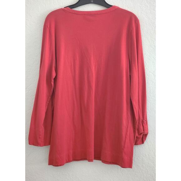 TOP/BLOUSE-JONES NEW YORK-Dark Pumpkin Orange-Tab Long Sleeves-Bottom Hem-X-Lrg - Picture 2 of 11